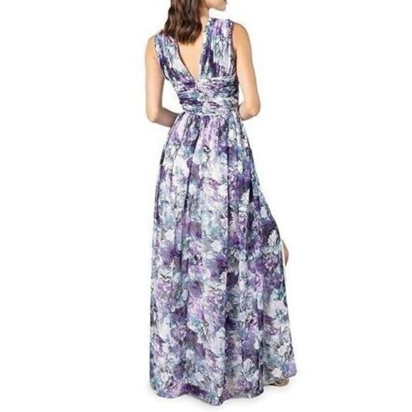 Dress the Population Sz Small Purple Jaclyn Floral-Print Chiffon Maxi Dress $268 - Picture 12 of 13